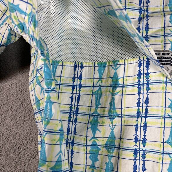 Columbia Pfg S/s Button Down Shirt Men’s Medium Plaid Fish AOP Tuna - Picture 9 of 10